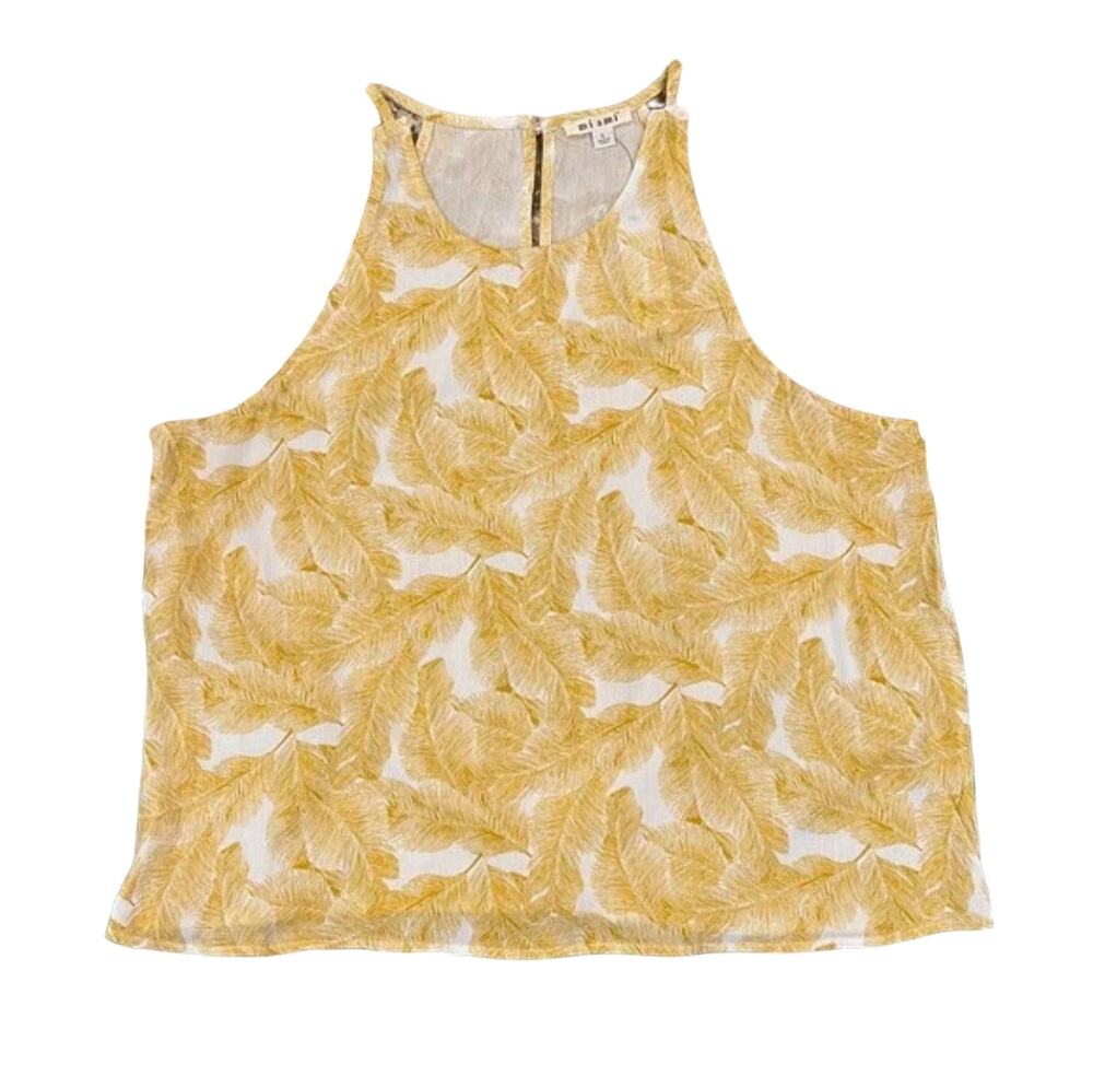 NWT Francesca's Mi ami Gold/Ivory Palm Rayon Tank Top  - SIZE LARGE